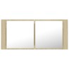 Armoire à miroir à LED de bain Chêne sonoma 100x12x45 Acrylique 