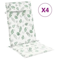 Coussins de chaise à dossier haut lot de 4 modèle de feuille 