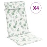 Coussins de chaise à dossier haut lot de 4 modèle de feuille 