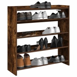 Étagère à chaussures chêne fumé 80x25x81 cm bois d'ingénierie 