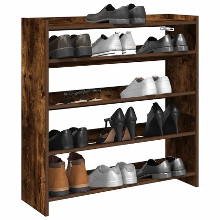 Étagère à chaussures chêne fumé 80x25x81 cm bois d'ingénierie 