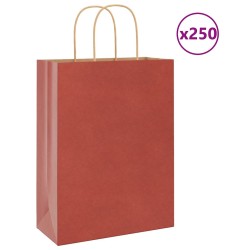 Sacs en papier 250 pcs avec poignées rouge 26x12x35 cm 