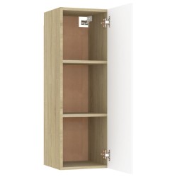 Meuble TV Blanc et chêne sonoma 30,5x30x90 cm Bois d’ingénierie 
