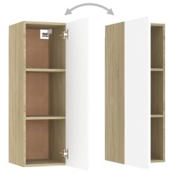 Meuble TV Blanc et chêne sonoma 30,5x30x90 cm Bois d’ingénierie 