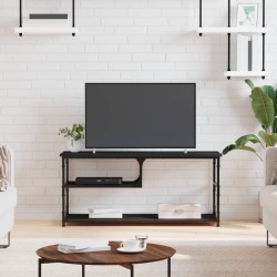 Meuble TV noir 103x38x46,5 cm bois d'ingénierie et acier 