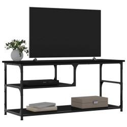 Meuble TV noir 103x38x46,5 cm bois d'ingénierie et acier 