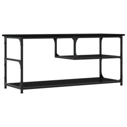 Meuble TV noir 103x38x46,5 cm bois d'ingénierie et acier 