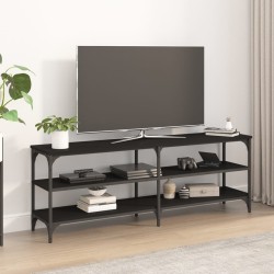 Meuble TV noir 140x30x50 cm bois d'ingénierie 