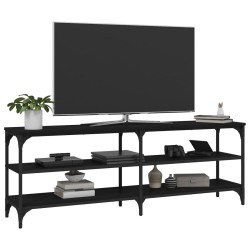Meuble TV noir 140x30x50 cm bois d'ingénierie 