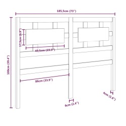 Tête de lit Gris 185,5x4x100 cm Bois massif de pin 