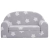Canapé-lit enfant 2 places gris clair étoiles peluche douce 