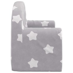 Canapé-lit enfant 2 places gris clair étoiles peluche douce 