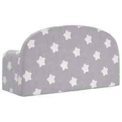 Canapé-lit enfant 2 places gris clair étoiles peluche douce 