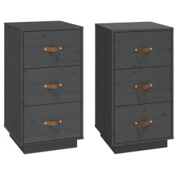  Tables de chevet 2 pcs Gris 40x40x75 cm Bois de pin massif 