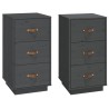  Tables de chevet 2 pcs Gris 40x40x75 cm Bois de pin massif 