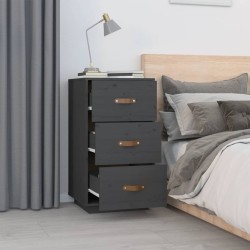  Tables de chevet 2 pcs Gris 40x40x75 cm Bois de pin massif 