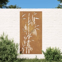 Décoration murale jardin 105x55 cm acier corten design bambou 