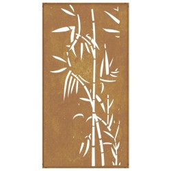 Décoration murale jardin 105x55 cm acier corten design bambou 