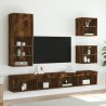 Tables de chevet murales avec lumières LED 2 pcs chêne fumé 