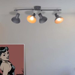 Plafonnier pour 4 ampoules E27 Noir et doré  