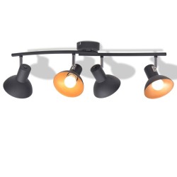 Plafonnier pour 4 ampoules E27 Noir et doré  