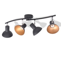 Plafonnier pour 4 ampoules E27 Noir et doré  