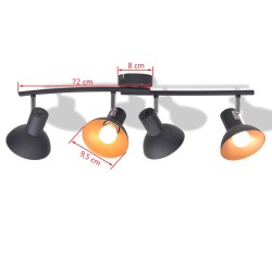 Plafonnier pour 4 ampoules E27 Noir et doré  