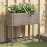 Jardinière avec étagère gris résine tressée 