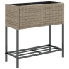 Jardinière avec étagère gris résine tressée 