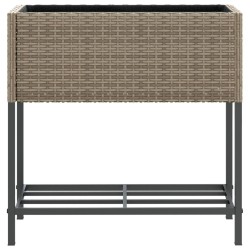 Jardinière avec étagère gris résine tressée 