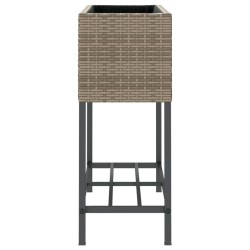 Jardinière avec étagère gris résine tressée 