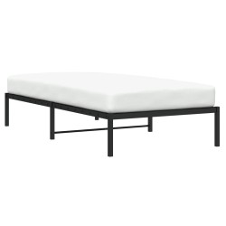 Cadre de lit métal sans matelas noir 100x190 cm 