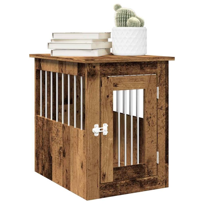 Meuble de cage chien vieux bois 45x62x59 cm bois d'ingénierie 