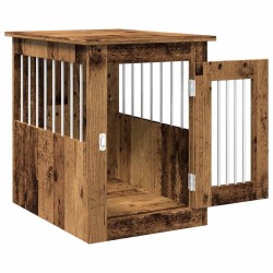 Meuble de cage chien vieux bois 45x62x59 cm bois d'ingénierie 