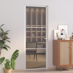 Porte intérieure 76x201,5 cm Blanc Verre ESG et aluminium 