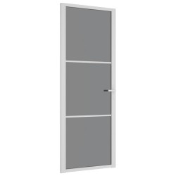 Porte intérieure 76x201,5 cm Blanc Verre ESG et aluminium 