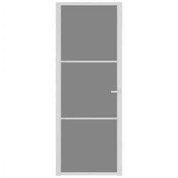 Porte intérieure 76x201,5 cm Blanc Verre ESG et aluminium 
