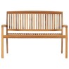 Banc de jardin empilable et coussin 128,5cm Bois de teck massif 