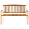 Banc de jardin empilable et coussin 128,5cm Bois de teck massif 