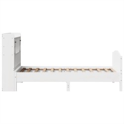 Lit bibliothèque sans matelas blanc 75x190cm bois de pin massif 