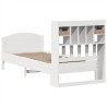 Lit bibliothèque sans matelas blanc 75x190cm bois de pin massif 