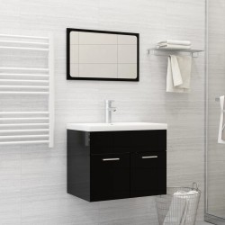 Ensemble de meubles de salle de bain Noir brillant Aggloméré 