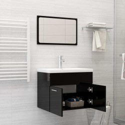 Ensemble de meubles de salle de bain Noir brillant Aggloméré 