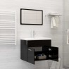 Ensemble de meubles de salle de bain Noir brillant Aggloméré 