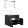 Ensemble de meubles de salle de bain Noir brillant Aggloméré 