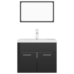 Ensemble de meubles de salle de bain Noir brillant Aggloméré 