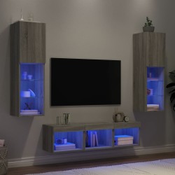 Unités murales TV avec LED 5 pcs gris sonoma bois d'ingénierie 