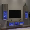 Unités murales TV avec LED 5 pcs gris sonoma bois d'ingénierie 