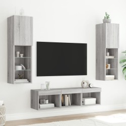 Unités murales TV avec LED 5 pcs gris sonoma bois d'ingénierie 