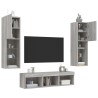 Unités murales TV avec LED 5 pcs gris sonoma bois d'ingénierie 